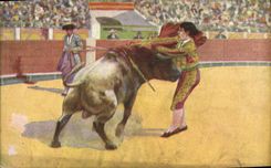 CPA Corrida Course de taureaux Una buena estocada 