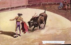 CPA Corrida Course de taureaux Un recorte capote al brazo 