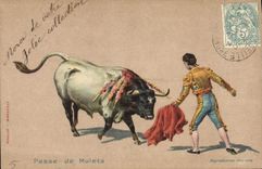 CPA Corrida Course de taureaux Pase de Muleta 