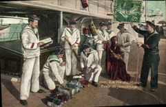 CPA Militaria La vie du marin Ecole de fanionnage