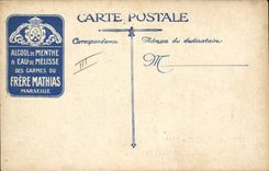 Vintage Postcard Militaria the zouzous Medicinal mint spirit Brothers Mathias Marseilles