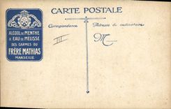 Vintage Postcard Militaria a good part Charts Medicinal mint spirit Brothers Mathias Marseilles