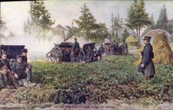 CPA Militaria Artillerie belge en action