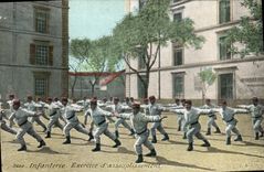 Vintage Postcard Militaria Infantry Limbering up exercise