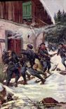 Vintage Postcard Militaria Attacks of a German customs house by the Alpine ones in the High Vosges