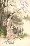 CPA Fantaisie Enfant Paques Mouton 