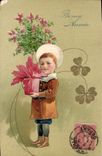 Vintage Postcard Fantasy Flowers Child Happy new year