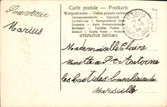 Vintage Postcard Fantasy Flowers Boat Memory of Marseilles