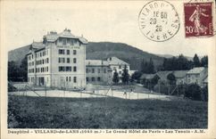 Dauphine Vintage Postcard Villard de Lans the Large Hotel of Paris Tennis