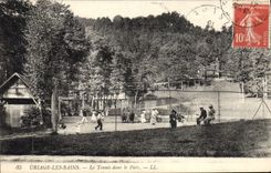 Vintage Postcard Uriage Baths Tennis in the park