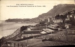 Vintage Postcard Monte Carlo new courts of Tennis of Festa