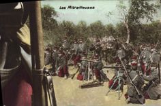 Vintage Postcard Militaria Puzzle machine-guns