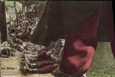 CPA Puzzle Militaria La Halte