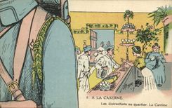 CPA Puzzle Militaria A la caserne Les distractions du quartier La cantine
