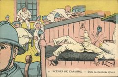 CPA Puzzle Militaria Dans la chambree