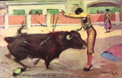 CPA Corrida Course de taureaux Un par en todo lo alto 