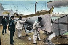 CPA Militaria Marins La vie du marin Matelots peintres