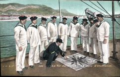 Vintage Postcard Militaria Sailors life of the sailor the lesson of orientation