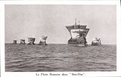 Vintage Postcard Cinema the Roman fleet in Ben Hur Boats