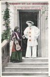 Postal Fantasia Pierrot y la mendicante caridad por favor