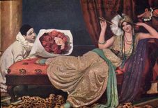 CPA Fantaisie Pierrot Salon de 1913 Paul Albert Laurens Les soupirants 