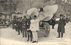 Postal Fantasia Pierrot Carnaval de Aix a la vista de carnaval mi pensada se desmaya Asno Mula