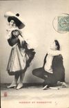 CPA Fantaisie Pierrot et Pierrette 
