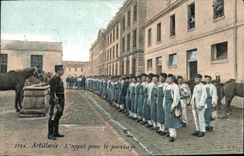 Vintage Postcard Militaria Artillery the call for grooming Horse