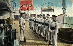 Vintage Postcard Militaria life of the sailor handling of weapons