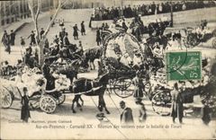 Vintage Postcard Carnival XX Aix in Provence Réunion of the cars for the battle of Flowers