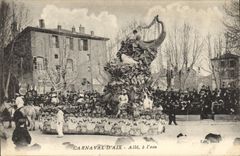 Vintage Postcard Carnaval of Aix Hello has water Aix in Provence