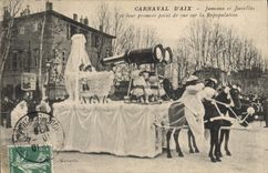 Vintage Postcard Carnival of Aix Twins and Binoculars and their first point of view on Aix Repopulation in Provence