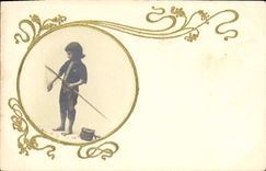Vintage Postcard Fantaisie Child Fishes
