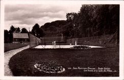 Vintage Postcard Tennis the Small Flagstones Stage Paved tennis and the village hall