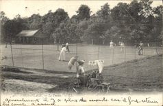 Vintage Postcard Tennis Paris Beach