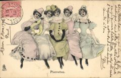 Vintage Postcard Fantasy Pierrot Pierrots Pebbles