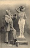CPA Fantaisie Pierrot sculpteur Pierrots 