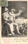 CPA Fantaisie Pierrot pere de famille Pierrots 