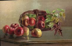 Vintage Postcard Still life Fantasy Apples (in relief)