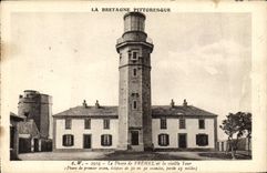 Vintage Postcard Headlight of Frehel and the old woman tower