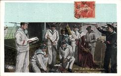 CPA Militaria La vie du marin Ecole de fanionnage 