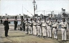 Vintage Postcard Militaria life of the sailor Exercise to the revolver with the small row