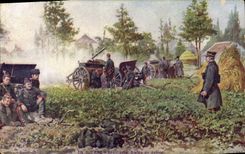 CPA Militaria Artillerie belge en action 