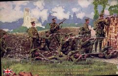 CPA Militaria Fantassins anglais en embuscade 