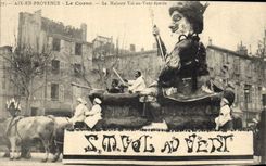 Vintage Postcard Aix Carnival in Provence Corso Its Majesty Flight with the wind epatee