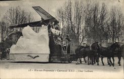 CPA Carnaval XXII Aix en Provence Char Latham Avion Aviation 