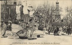 Vintage Postcard Carnival of Aix Paris seaport the revenche of the sardines Tower Eiffel Aix in Provence