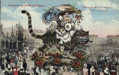 CPA Carnaval de Nice XXXVIII Char de Mme Carnaval Chat 