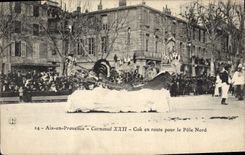 Vintage Postcard Carnival XXII Cok on the way for the Aix North pole in Provence