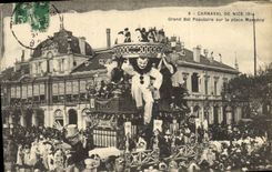 Vintage Postcard Pierrot Pierrots Carnival of Nice 1914 Great popular ball on the Massena place